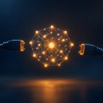 Abstract editorial illustration of a glowing AI network node with a severed connection, symbolising Anthropic cutting internet access for its AI agent evaluations